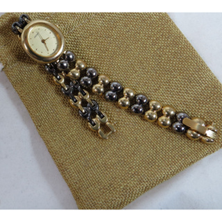ੈ✿ 精工錶 SEIKO 女用石英錶 日本製 橢圓型金色錶殼錶面 大三針 雙珠鏈金屬錶帶 飾品手鏈造型 CP值高