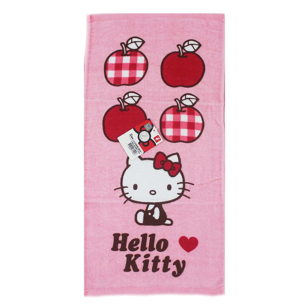 卡漫城 - Hello Kitty 浴巾 蘋果 粉底 ㊣版 台灣製 大毛巾 海灘巾 游泳 戲水 純棉 泡湯 小涼被