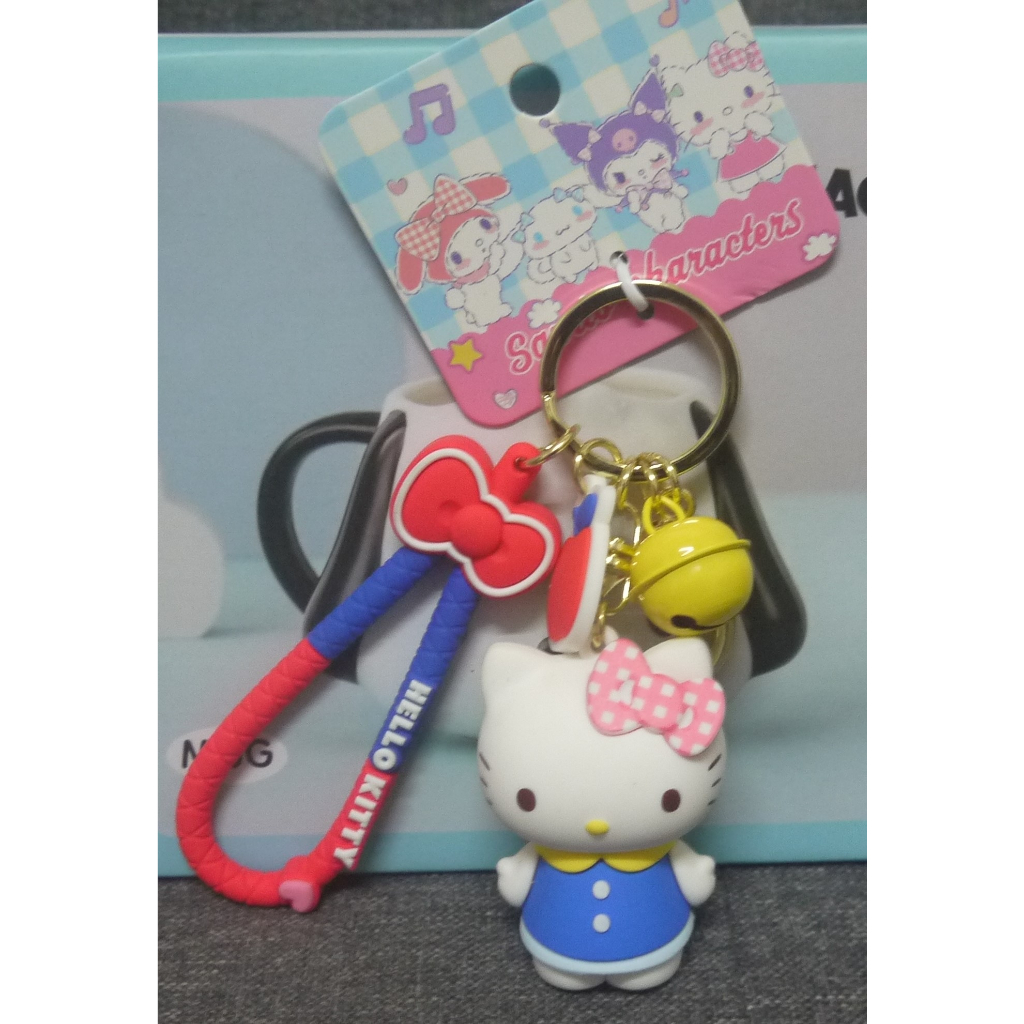 正版﹝Sanrio﹞授權※Hello Kitty凱蒂貓※【三麗歐霜糖甜心系列+鈴鐺+提帶】公仔鑰匙圈