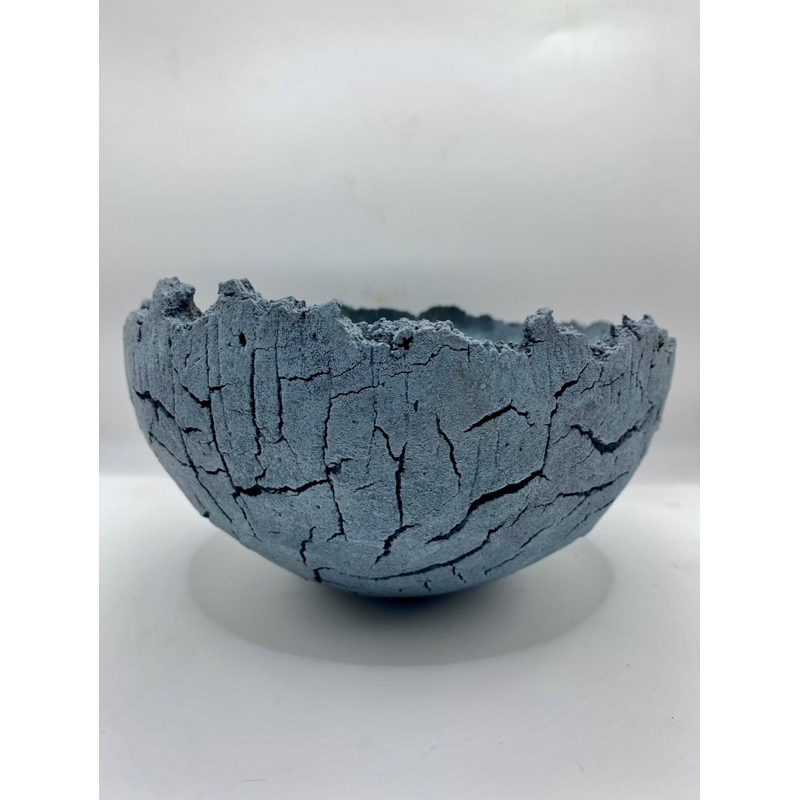 裂岩球-藍礦-細裂紋（手作水泥盆器）（#盆栽、多肉植物、塊根、龍舌蘭、虎尾蘭、觀葉）