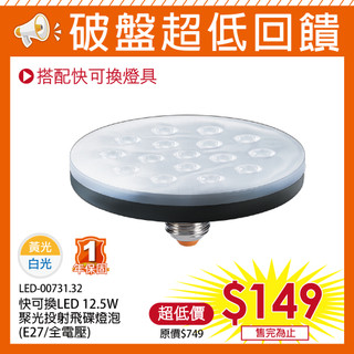 【華燈市】多件優惠 快可換 LED 12W聚光投射飛碟燈泡 黃光｜ LED-00731 燈飾燈具 投射照明 重點照明