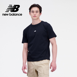 【New Balance】 NB 圓領親膚LOGO短袖上衣_男性_黑色_AMT31504BK