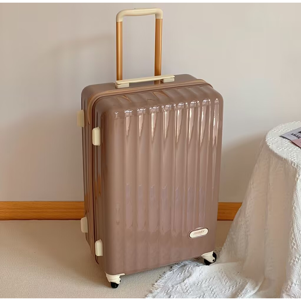 全新 AIRWAY 日系網紅旅行箱 靜音萬向輪PC 學生行李箱 超輕 拉桿箱 20寸登機箱 巧克力色