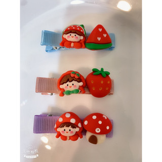 ❤️米果小舖❤️手作 可愛女孩髮夾 西瓜磨菇草莓 不傷髮髮夾