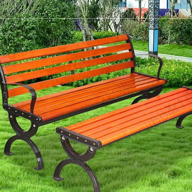 【現貨速發】戶外長椅公園椅座椅長凳庭院靠背椅休閒實木長條椅公共塑木椅鐵藝