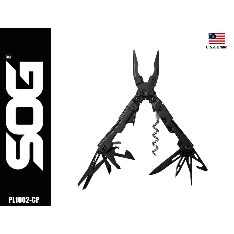 美國SOG特偵組17用多功能工具鉗黑款POWERLITRE附背夾【SOGPL1002-CP】