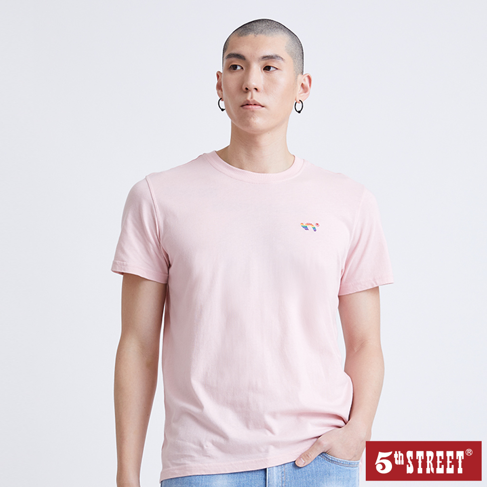 5th STREET 中性平權彩虹漸層短袖T恤-淺粉紅