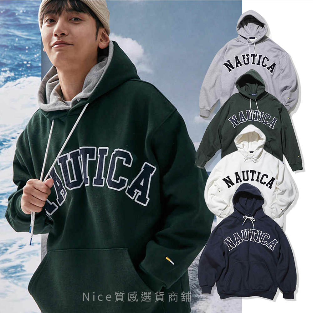 ［Nice代購］韓國正品NAUTICA ARCH LOGO SWEAT HOODIE 長谷川重磅字母帽T