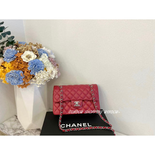 CHANEL 經典 COCO 23CM flag bag 深紅 銀釦鍊包 肩揹包 斜揹包 *倫敦櫥窗*