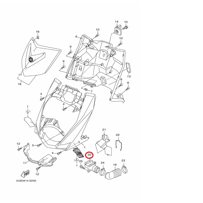 YAMAHA 原廠 新勁戰 一 二 三 四 五 代 BWSR BWSX 導管2 料號：5ML-F838R-00