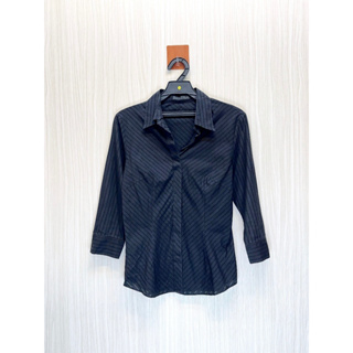 ICB 日本專櫃 黑色條紋造型純棉襯衫