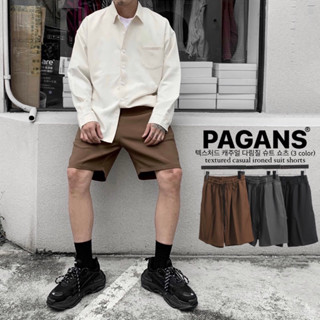 【PAGANS STORE】韓國 高質感 素面 西裝褲 寬版 百搭 素色 休閒 燙線 西裝 短褲 (3 color)