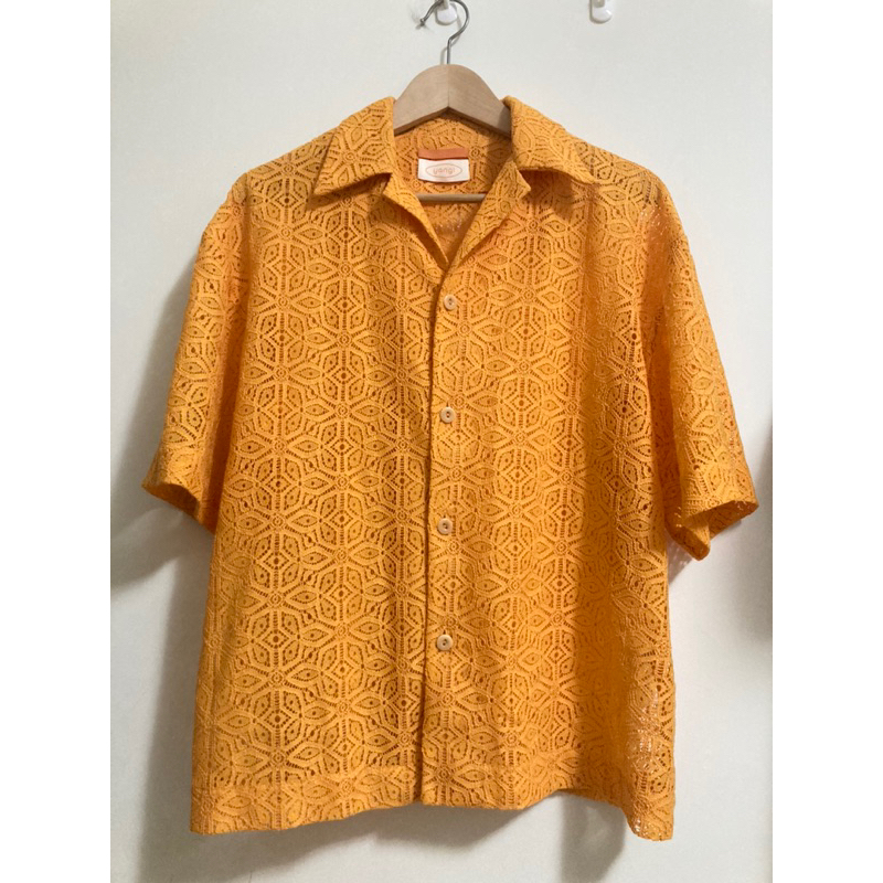 [Yangi] 蕾絲襯衫 開襟 Camp Collar Lace Shirt / Marigold L號橘色 楊艾倫品牌