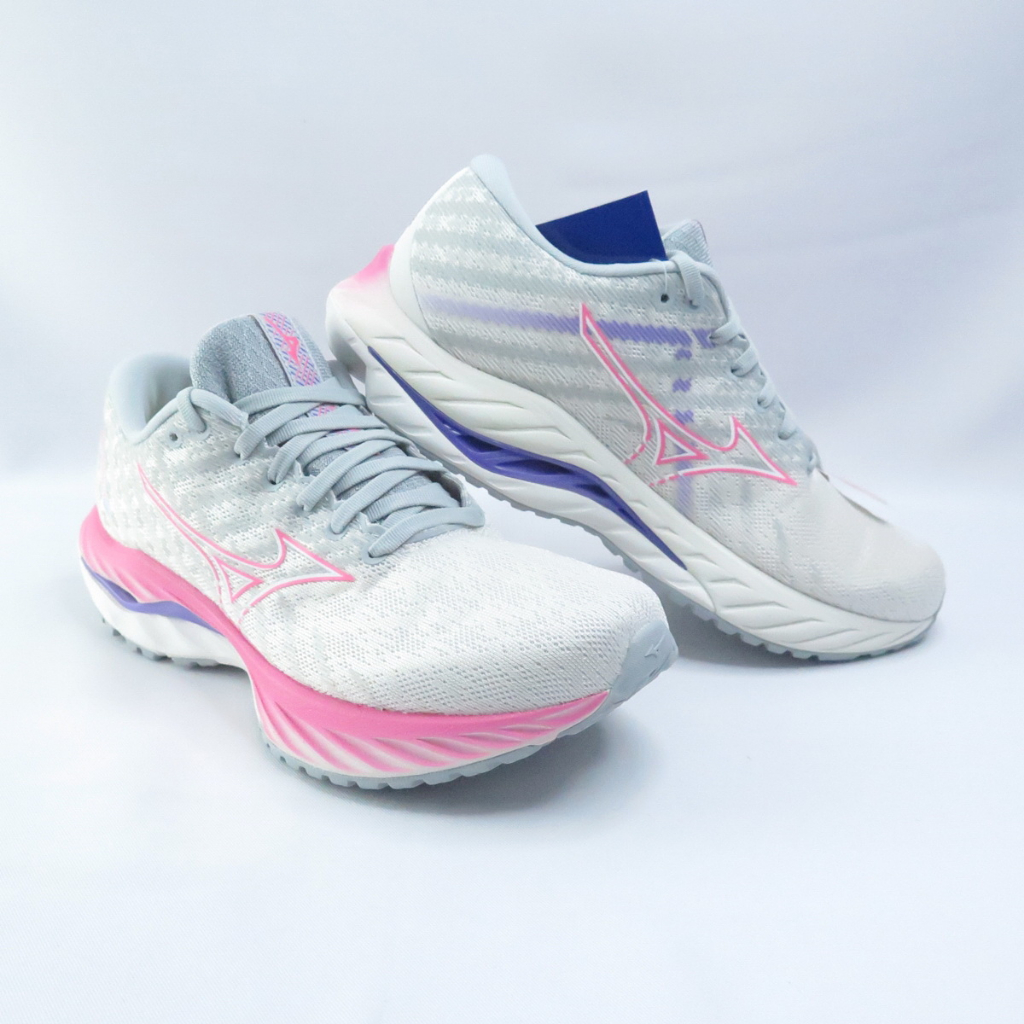 Mizuno WAVE INSPIRE 19 SW 女慢跑鞋 4E楦 J1GD234671 灰白粉