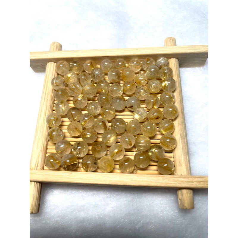 金髮晶 4-10mm 天然水晶 5A等級  （2個）散珠 串珠手作 飾品配件 串珠配件 手做