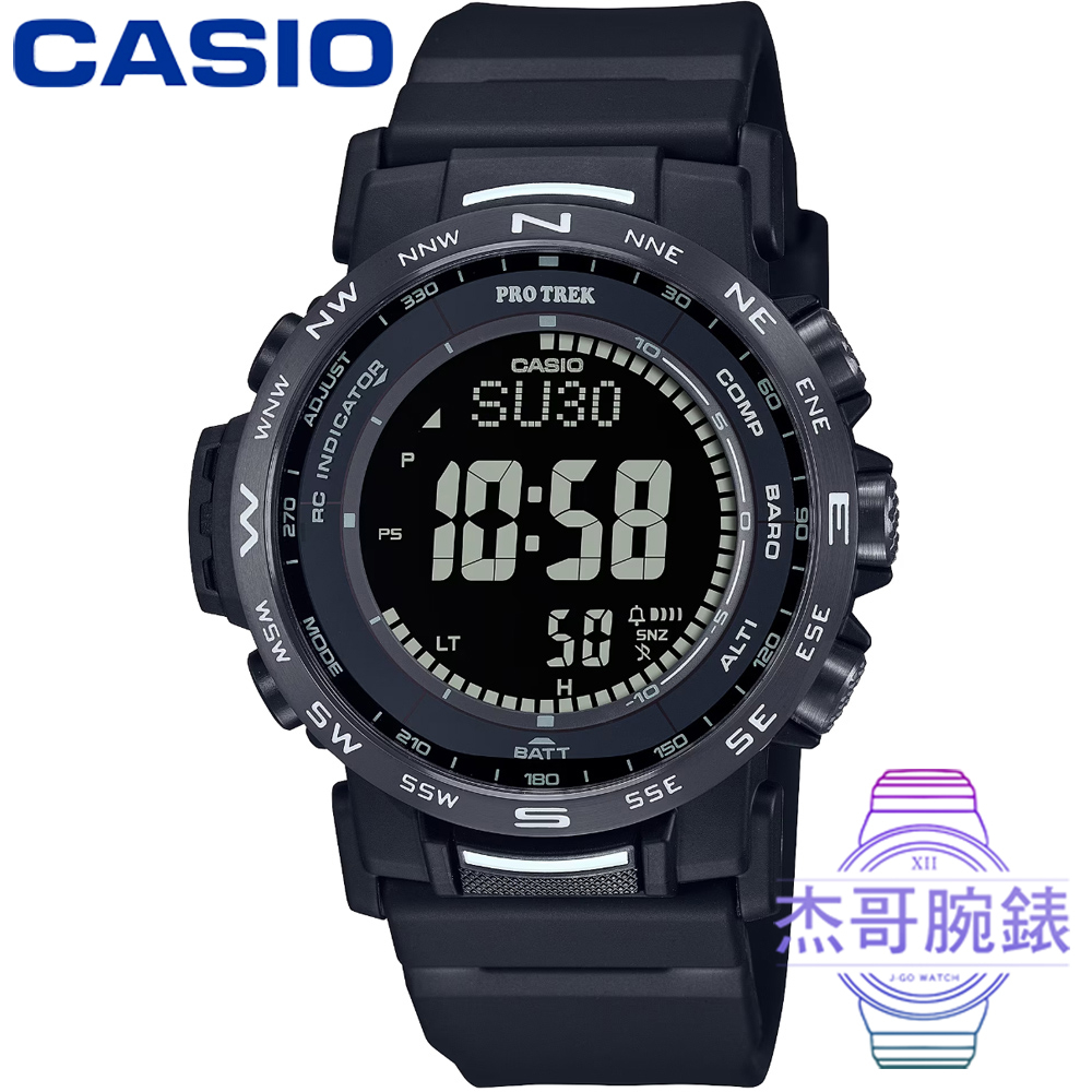 【杰哥腕錶】CASIO卡西歐 PROTREK 多功能太陽能登山錶-IP黑色 / PRW-35Y-1B (台灣公司貨)