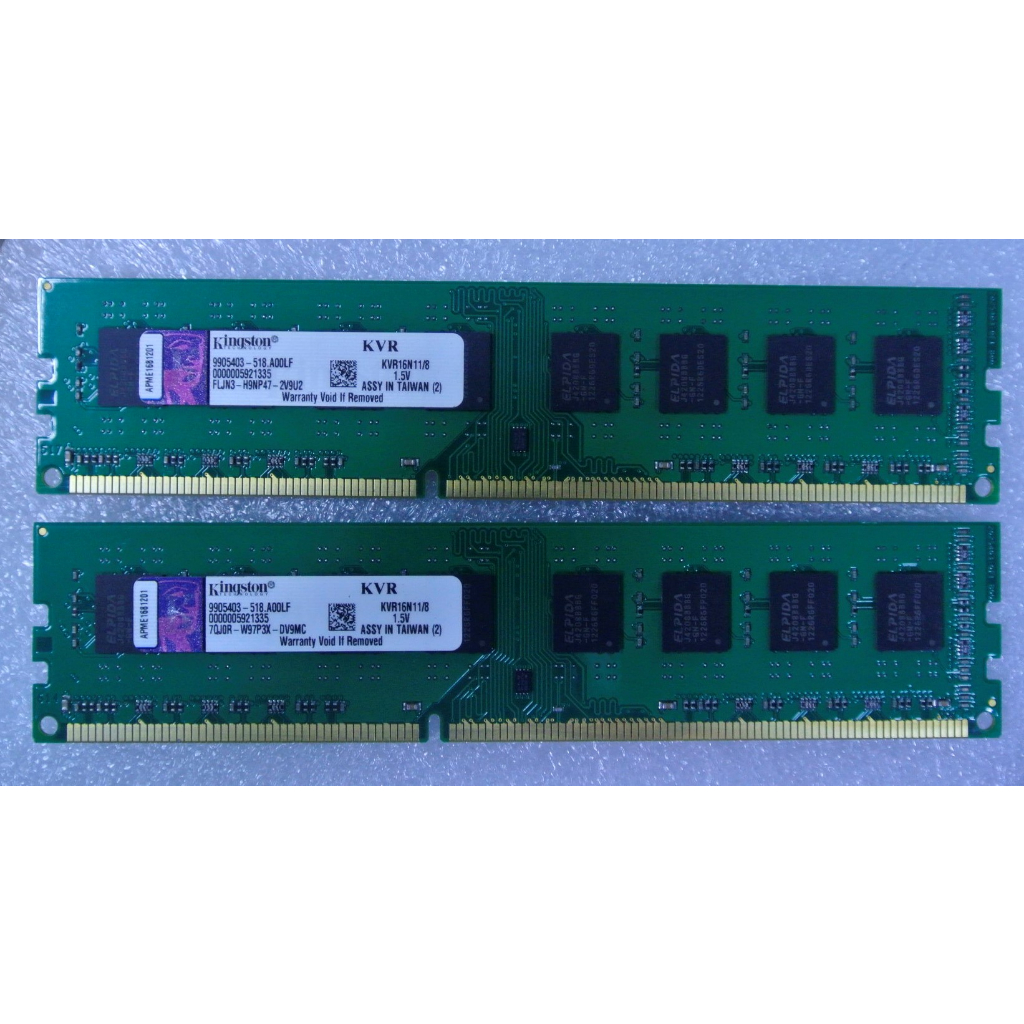 立騰科技電腦 ~ Kingston 金士頓 DDR3-1600 (8G*2)16G 桌上型記憶體(KVR16N11/8)
