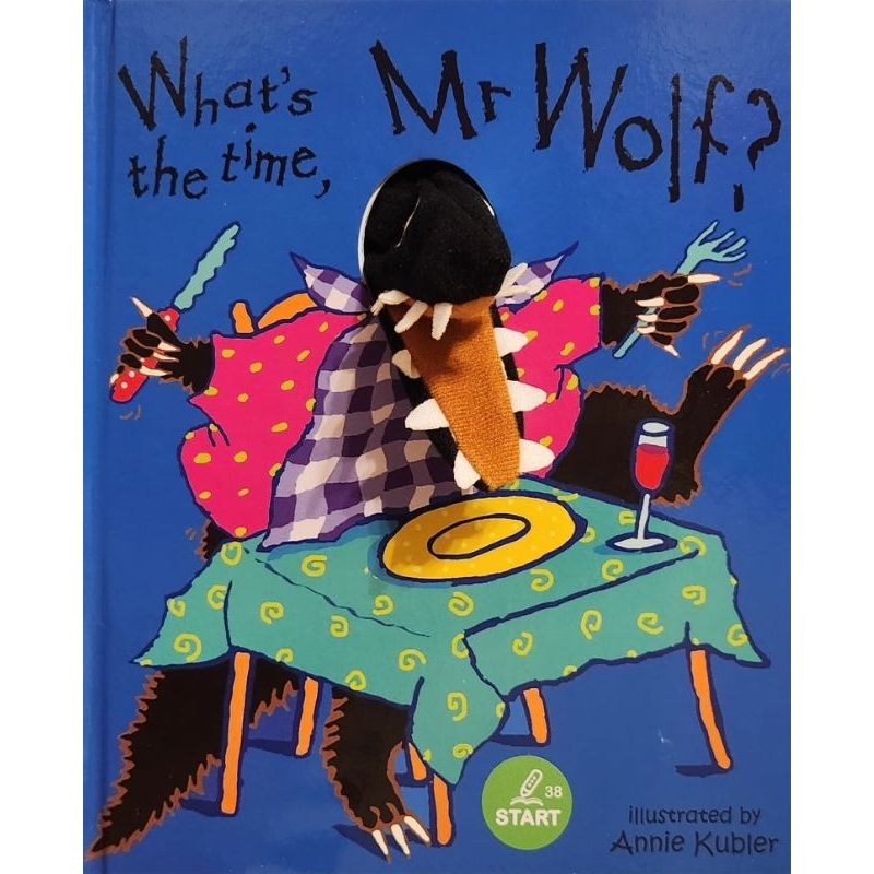☆C.H.小舖☆Kidsread英文繪本 What's the time,Mr. Wolf?手偶書【二手】