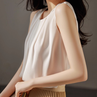 雅麗安娜 襯衫 上衣 雪紡衫S-2XL韓系時尚氣質層次感褶皺小眾優雅圓領背心/上衣H458.3295