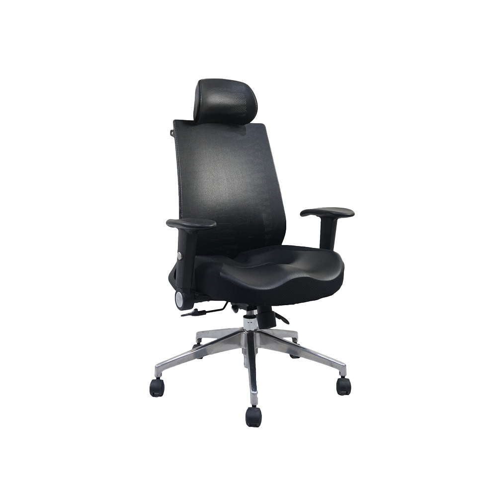 【H&amp;D東稻家居】皮革4D辦公椅-黑色(YS5/AH-96)/辦公椅/DIY自行組裝送一樓