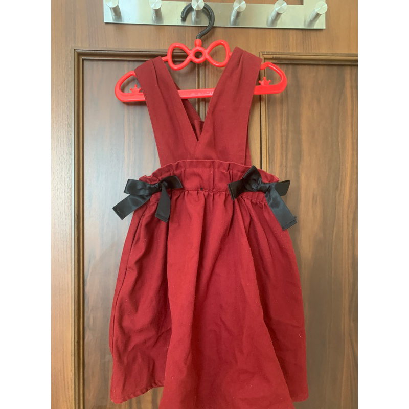 二手 兩件式棗紅色吊帶裙 100cm (吊帶可拆)