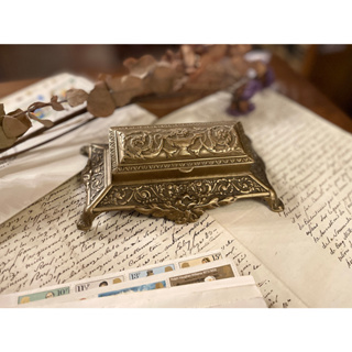 #19世紀 法國古董巴洛克風格黃銅浮雕郵票盒 『華麗裝飾浮雕』#023166