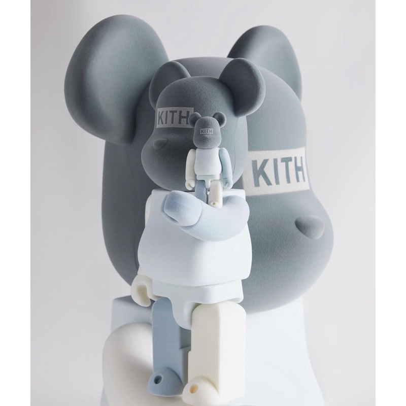 KITH for MEDICOM TOY BE@RBRICK 100%/400% 灰階色系 植絨款 獨家限定 庫柏力克熊