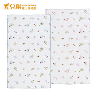 KUKU 酷咕鴨 狐狸熊滿底緹花紗布澡巾 2入 藍色/粉色【宜兒樂】