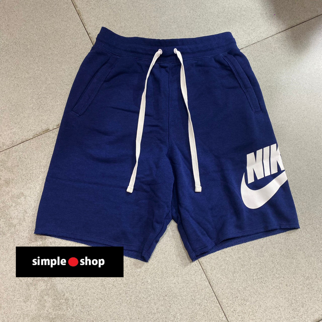 【Simple Shop】NIKE LOGO 不修邊 短褲 運動短褲 短棉褲 棉褲 藍色 DX0503-410