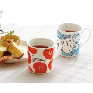 ♡松鼠日貨♡日本 日本製 正版 金正陶器 miffy 米飛兔 白藍 動物 花朵 陶瓷杯 馬克杯