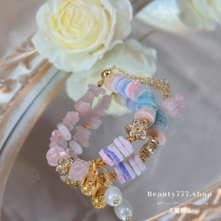 ｜ Miss Beautys’｜韓•天然水晶➰獨一無二/設計師款/現貨 彩虹石x天然珍珠x巴洛克水晶手鏈