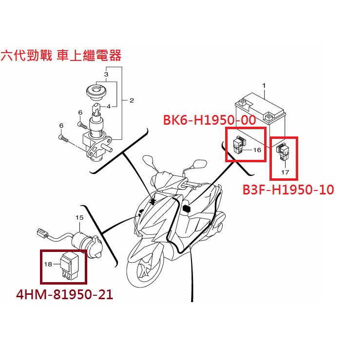 山葉 原廠 六代勁戰 6代 B8R 繼電器 啟動器 4HM B3F BK6 水冷 BWS FORCE 2.0 公司貨