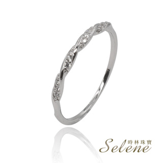 Selene 晶鑽扭紋波浪造型925銀戒指(國際戒圍#12)
