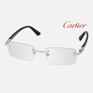 Cartier 卡地亞眼鏡 經典系列 無框商務方框復古大臉加寬 金色銀色鏡架 男生眼鏡框CT0287O【幸子眼鏡】