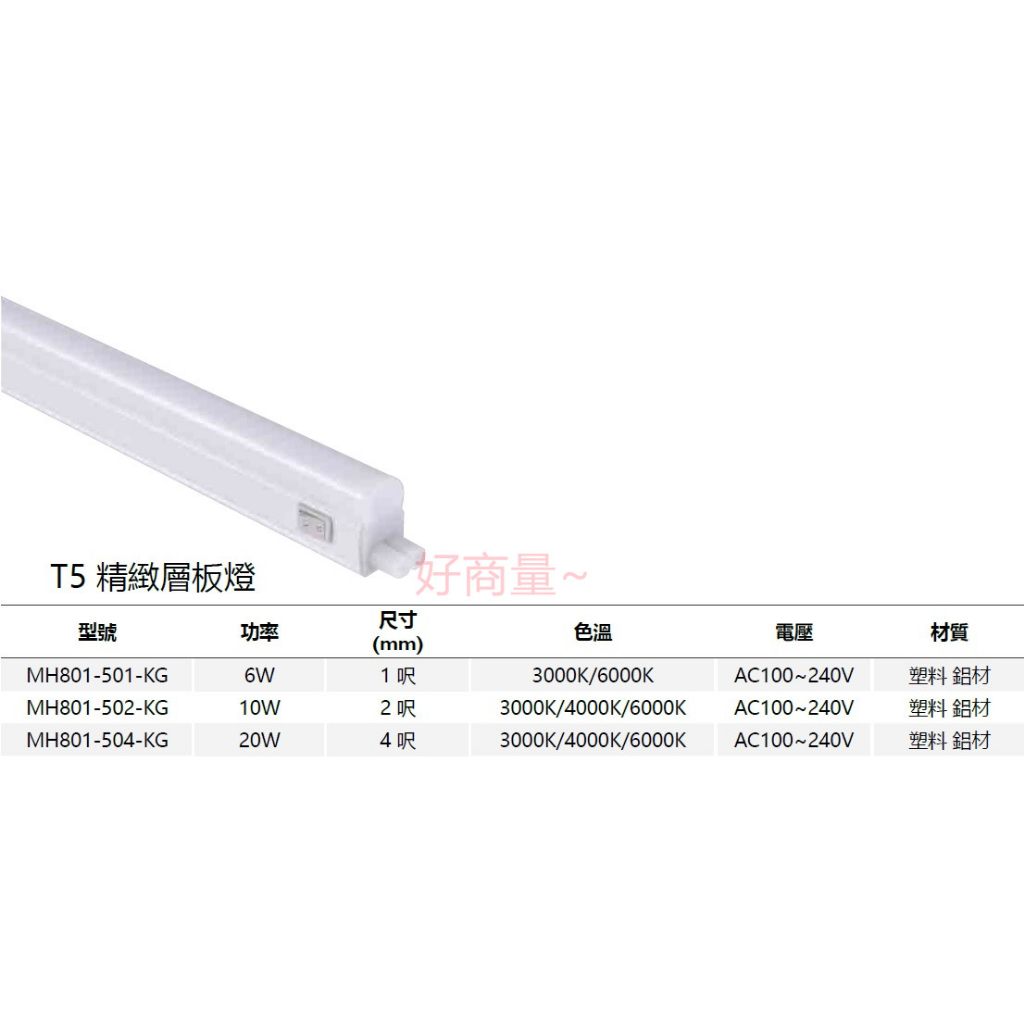 好商量~ MARCH LED T5 精緻 層板燈 支架燈 附開關 全電壓 可串接 保固一年