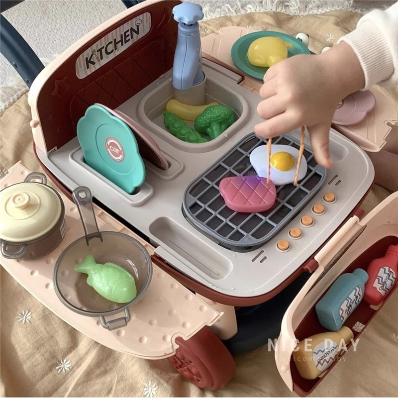 免運 韓國ins兒童 過家家 廚房玩具 仿真寶寶做飯臺 廚具 女孩生日禮物3-6歲