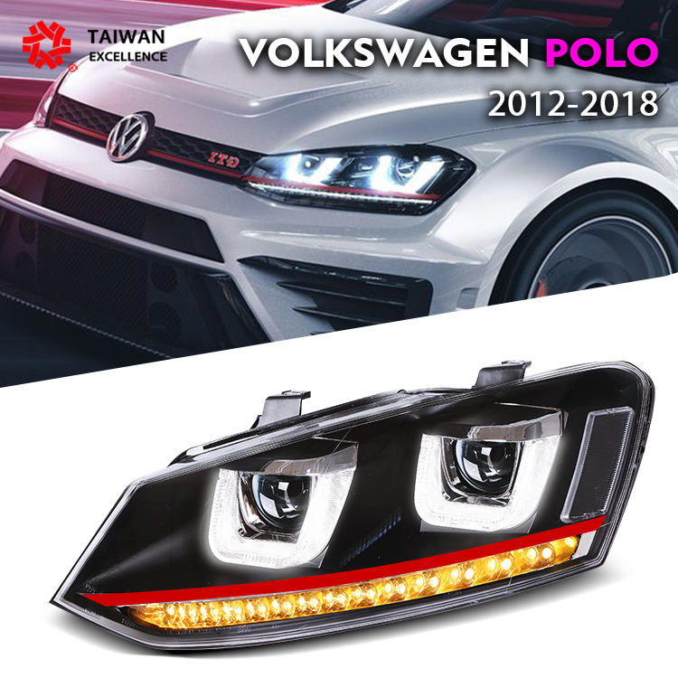 福斯Volkswagen Polo 2012-2018 大眾 Polo 2012-2018 升級改裝大燈總成紅線版本保固