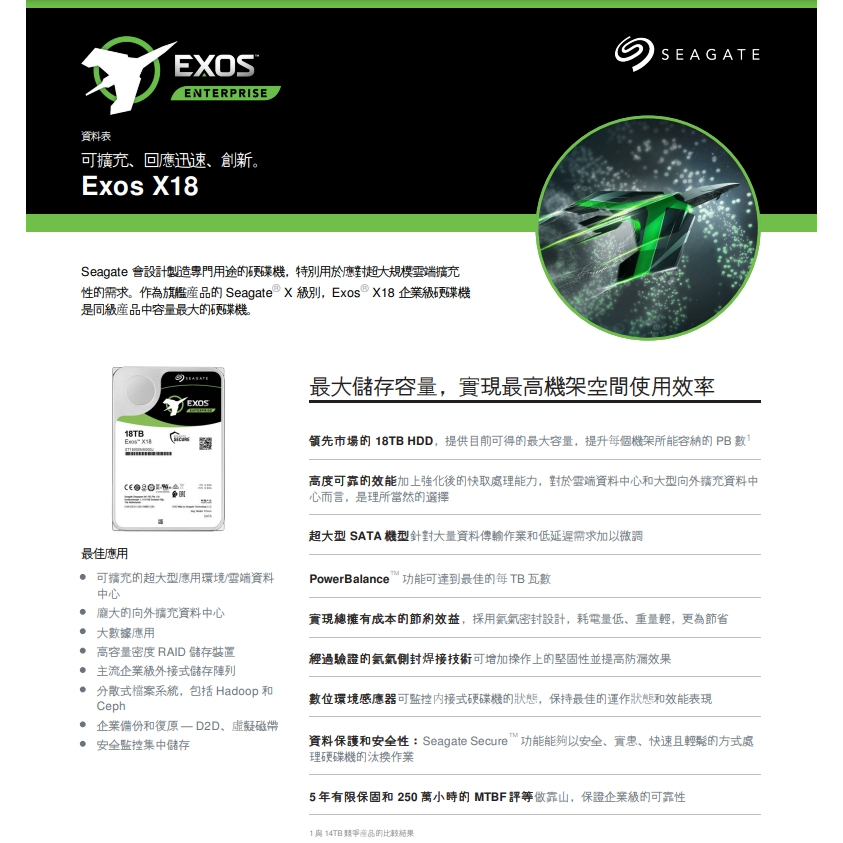 全新未拆/Seagate希捷/Exos X18/12TB 3.5吋 企業級硬碟/ST12000NM000J