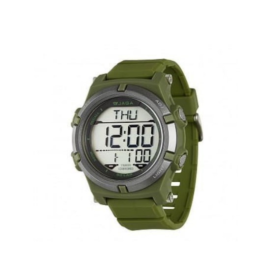 【JAGA 捷卡】運動休閒多功能電子錶-軍綠色 M-1192-F 52mm 現代鐘錶