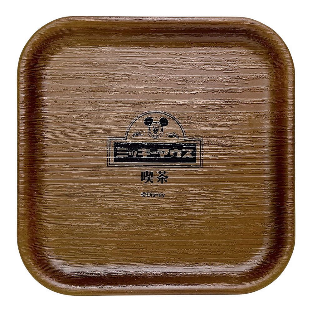 sunart 日本製 迪士尼 復古喫茶屋系列 木紋方形杯墊 米奇 NR27228