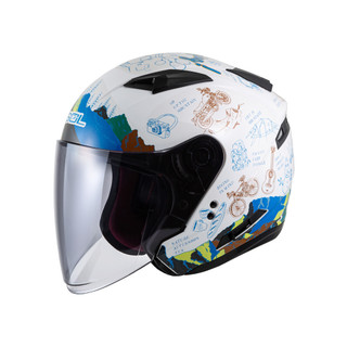 【SOL Helmets】SO-7E開放式安全帽 (探險者 白/藍綠) ｜SOL安全帽官方商城｜ 排齒釦