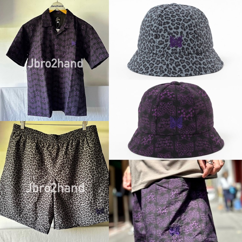 (Jbro2hand)熱門款 現貨 NEEDLES X BEAMS 豹紋 滿版蝴蝶 鐘形帽 襯衫 短褲 日本代購 連續