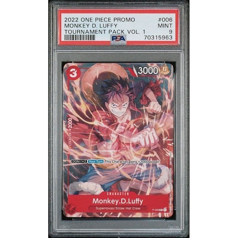 鑑定卡 海賊王 魯夫 美版 2022 One Piece Monkey D. Luffy #006 PSA 9