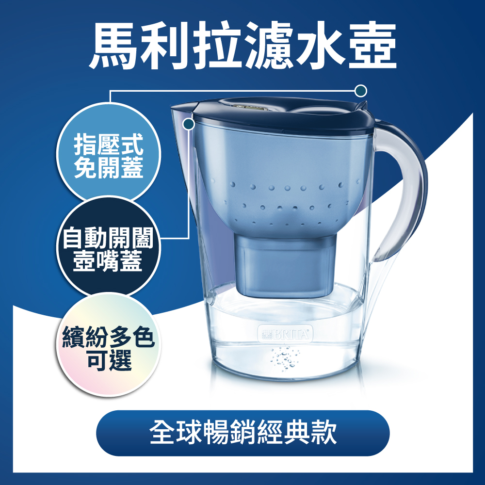 【德國BRITA】Marella XL馬利拉濾水壺_藍 (內含1入濾芯)