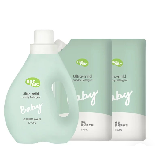 nac nac抗敏無添加嬰兒洗衣精 1罐+2袋入（綠色）