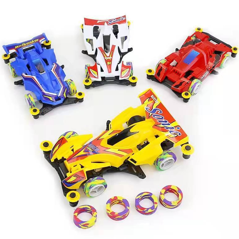 台灣出貨🔥電動四驅車 組裝玩具 玩具車 賽車玩具 帶馬達 可拆卸 賽車模型 帶馬達 電動玩具 三號電池 兒童玩具 電動車
