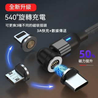 磁吸540°旋轉 三合一 PD 快充線 編織線 傳輸線 充電線 適用 IPhone 三星 小米 OPPO pixel紅米