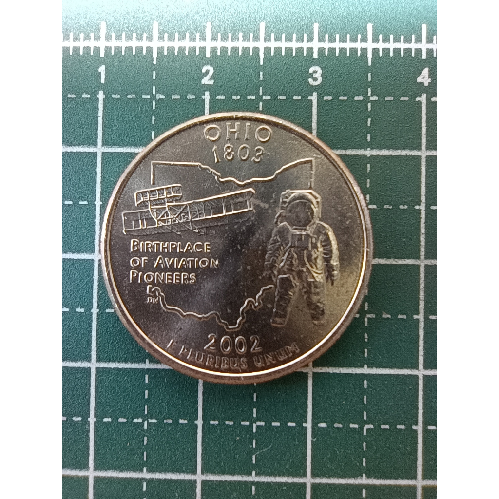 美洲 美國 2002年 50州紀念幣系列 俄亥俄州 太空人 25美分錢幣-P記、UNC原光 (6)