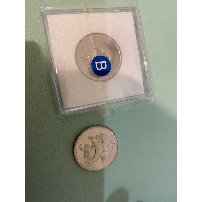 古幣收藏 冰島5克朗硬幣 不指定年份 海豚 紀念幣 收藏