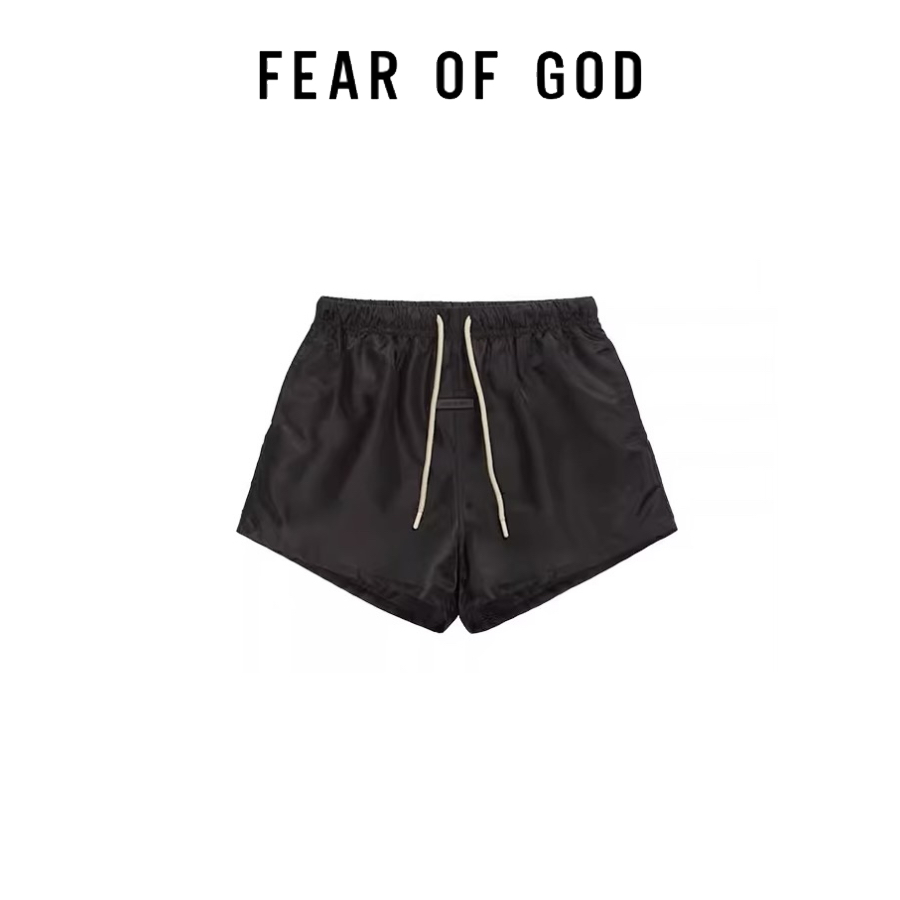 【Mr.W】ESSENTIALS FEAR OF GOD OFF BLACK 休閒寬鬆尼龍短褲 oversize 黑魂